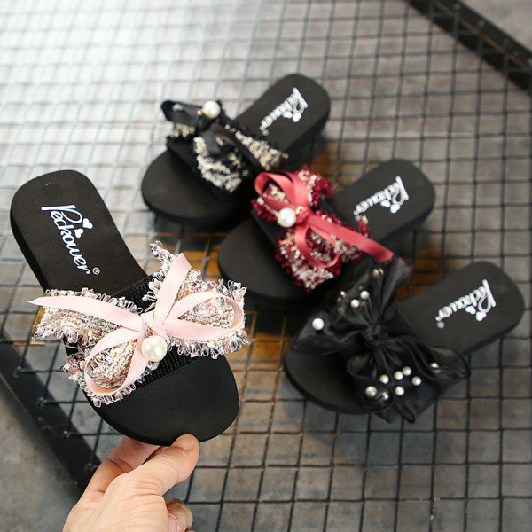 Mūsdienīgas bērnu čības ar lentīti un pērli meitenēm