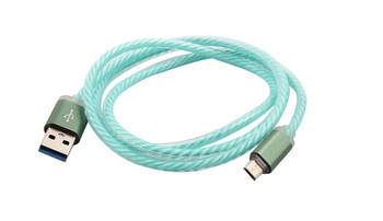 Бързозареждащ светещ кабел Micro usb в зелен цвят 