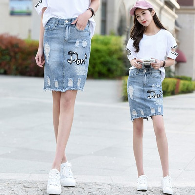 Uut mudelit sinist värvi rebenenud motiividega naiste seelik