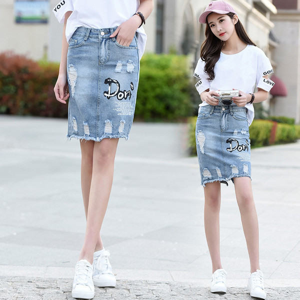 Uut mudelit sinist värvi rebenenud motiividega naiste seelik