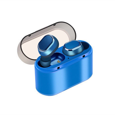 Безжични Earbuds слушалки модел TWS18 с powerbank, Bluetooth версия 5.0 + EDR, Стерео звук - син цвят