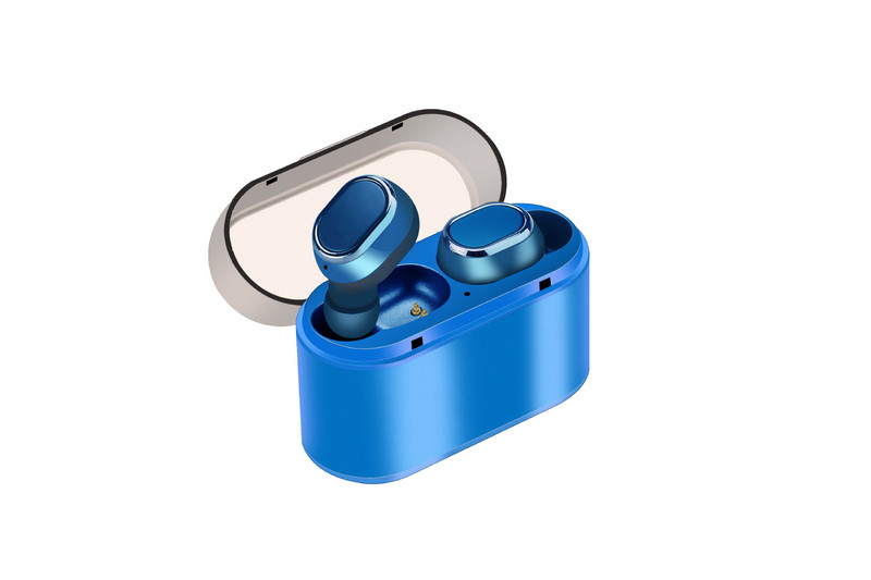 Безжични Earbuds слушалки модел TWS18 с powerbank, Bluetooth версия 5.0 + EDR, Стерео звук - син цвят