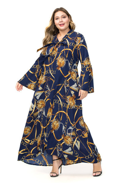 Modern női hosszú ruha széles modell, hosszú ujjal