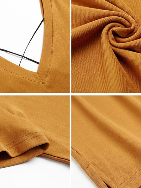 Ежедневна дамска рокля с къс ръкав и шпиц деколте