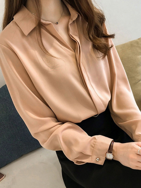 Cămașă casual de damă cu guler clasic și mâneci lungi