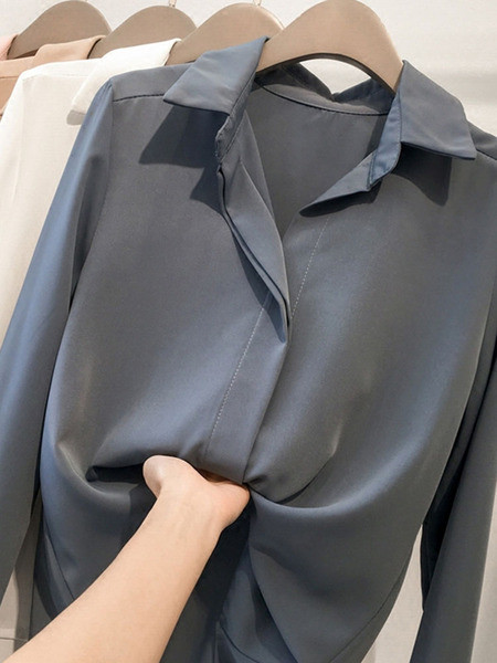 Cămașă casual de damă cu guler clasic și mâneci lungi