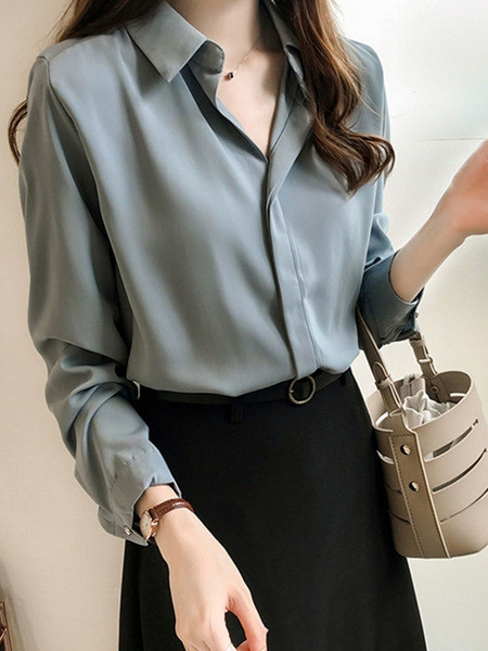 Cămașă casual de damă cu guler clasic și mâneci lungi