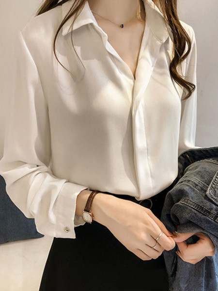 Cămașă casual de damă cu guler clasic și mâneci lungi