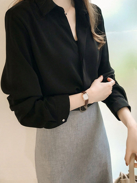 Cămașă casual de damă cu guler clasic și mâneci lungi