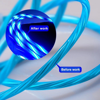 Бързозареждащ светещ USB кабел Type-C в син цвят