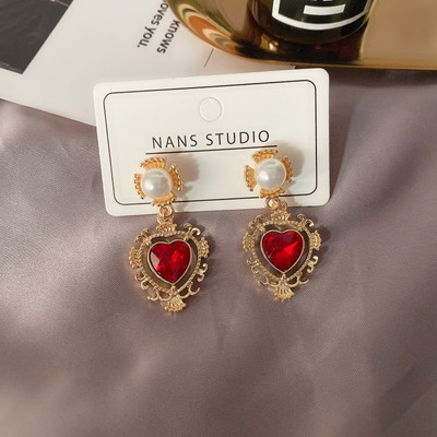 Cercei eleganti atârnați cu decor - perle și piatră