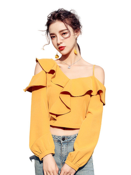 Modern női blúz hosszú ujjal és csupasz váll