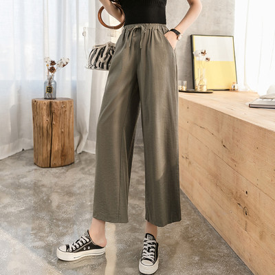 Дамски ежедневен панталон с висока талия широк модел