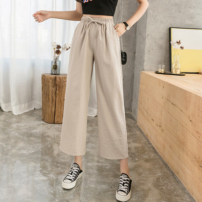 Дамски ежедневен панталон с висока талия широк модел