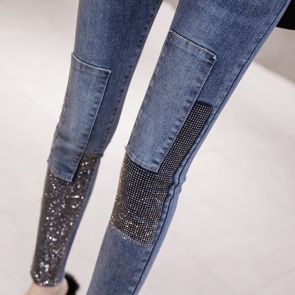 Blugi moderni de dama Model slim cu element stralucitor