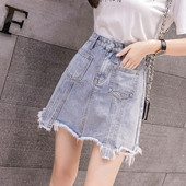 Modern női szoknya egyenes modell magas derékkal és zsebekkel