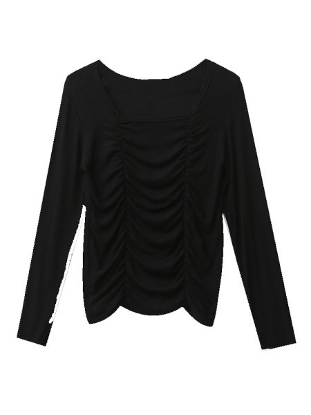 Női alkalmi blúz négyzet alakú nyakkivágással és hosszú ujjal