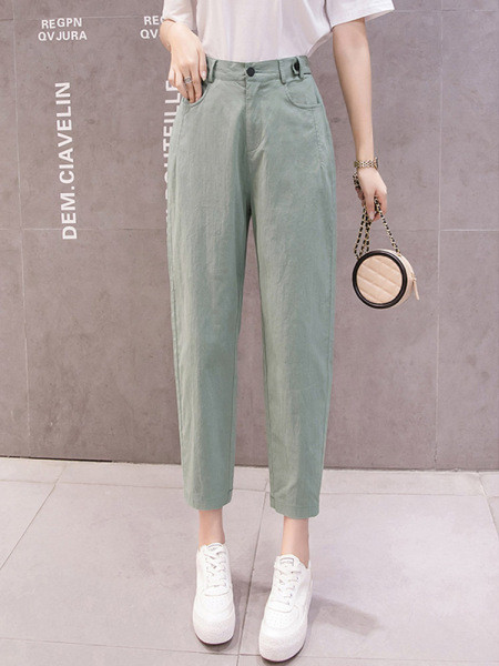 Moteriškos laisvalaikio kelnės 9/10 ilgio aukštu juosmeniu