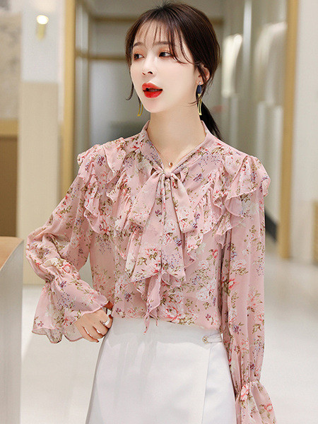 Aktuális női ing virágmintás, hosszú ujjú