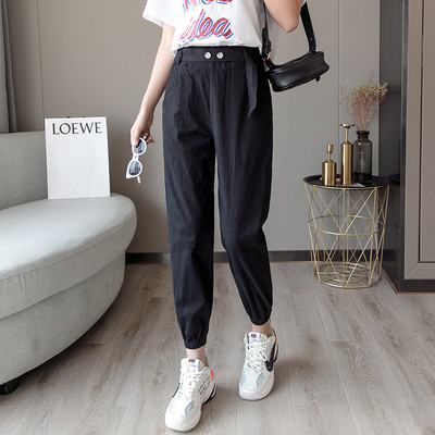 Ежедневни дамски панталони с висока талия и колан 9/10 дължина