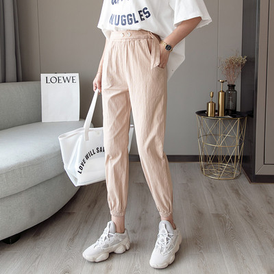 Ежедневни дамски панталони с висока талия и колан 9/10 дължина