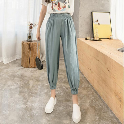 Ležerne ženske hlače s visokim strukom dužine 9/10