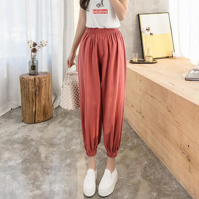 Ležerne ženske hlače s visokim strukom dužine 9/10