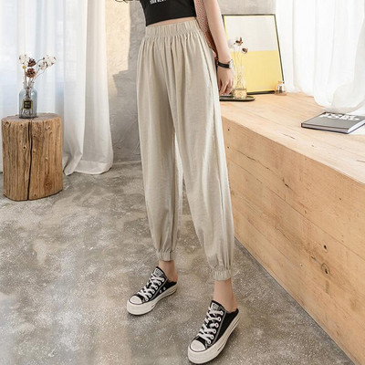 Ležerne ženske hlače s visokim strukom dužine 9/10