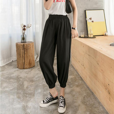 Ležerne ženske hlače s visokim strukom dužine 9/10