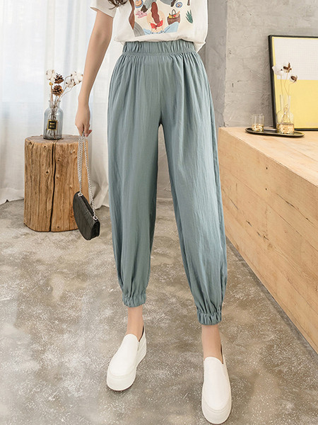 Ležerne ženske hlače s visokim strukom dužine 9/10