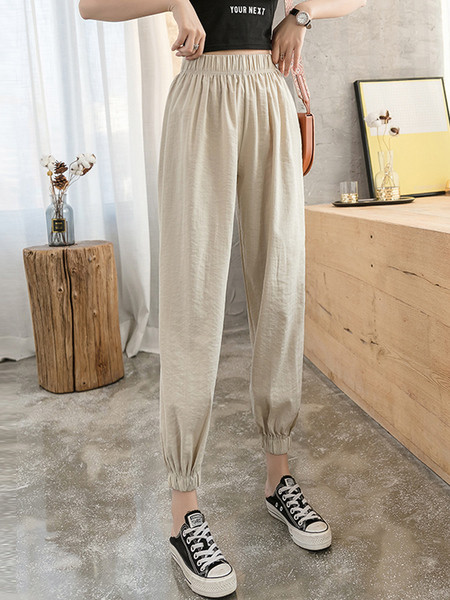 Ležerne ženske hlače s visokim strukom dužine 9/10