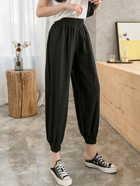 Ležerne ženske hlače s visokim strukom dužine 9/10