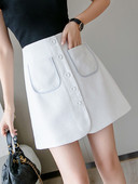 Дамска ежедневна пола прав модел с джобове и копчета