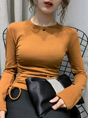 Bluză casual de damă cu decolteu oval și cravate