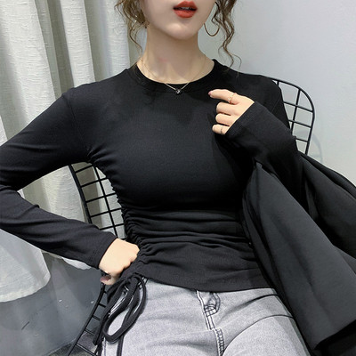 Bluză casual de damă cu decolteu oval și cravate