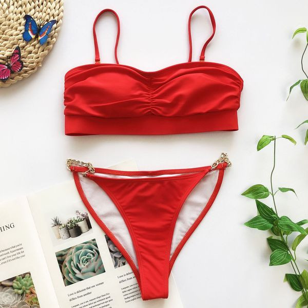 Costum de baie de damă modern în două părți cu lanț