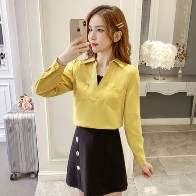 Ежедневна дамска риза с класическа яка и  джоб