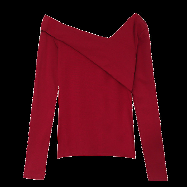 Laisva moteriška palaidinė apnuogintais pečiais ir ilgomis rankovėmis