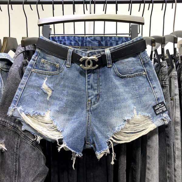 Hit pantaloni scurți moderni de damă cu motive rupte și talie înaltă