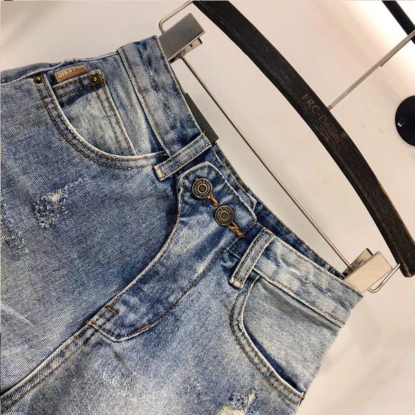 Madingi mėlyni moteriški vasariniai šortai