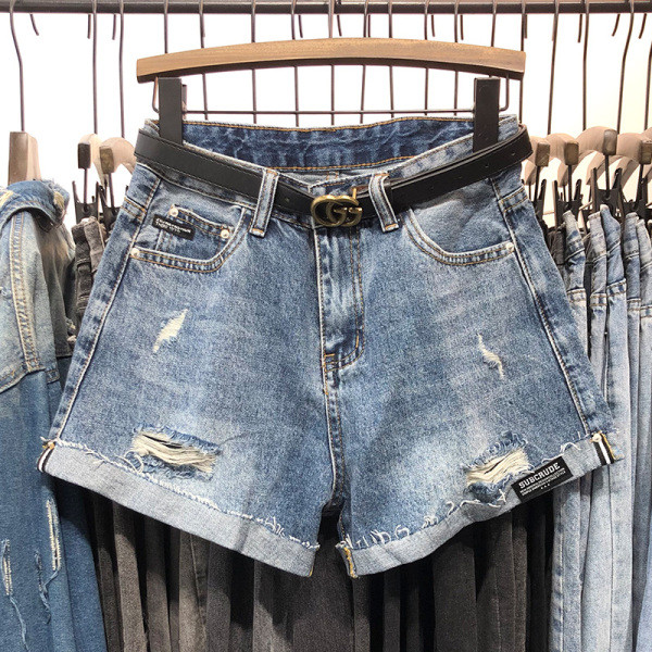 Vasaras sieviešu džinsa šorti ar augstu vidukli