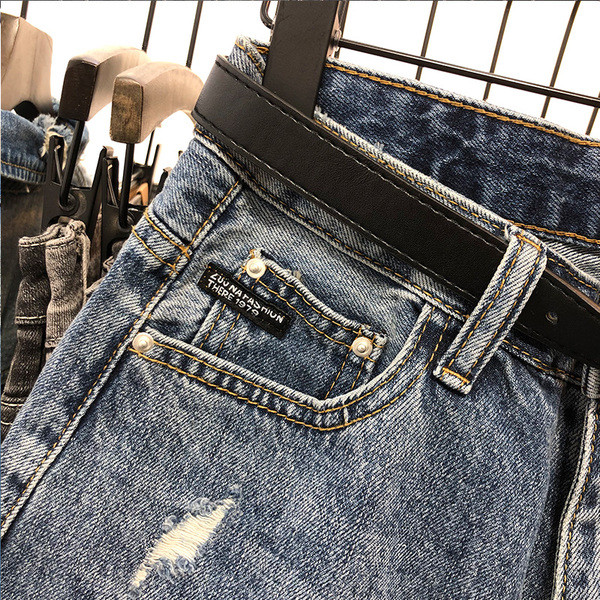 Vasaras sieviešu džinsa šorti ar augstu vidukli