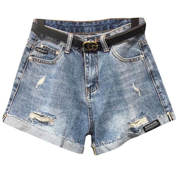Vasaras sieviešu džinsa šorti ar augstu vidukli