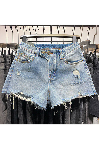 Női farmer rövidnadrág szakadt motívumokkal