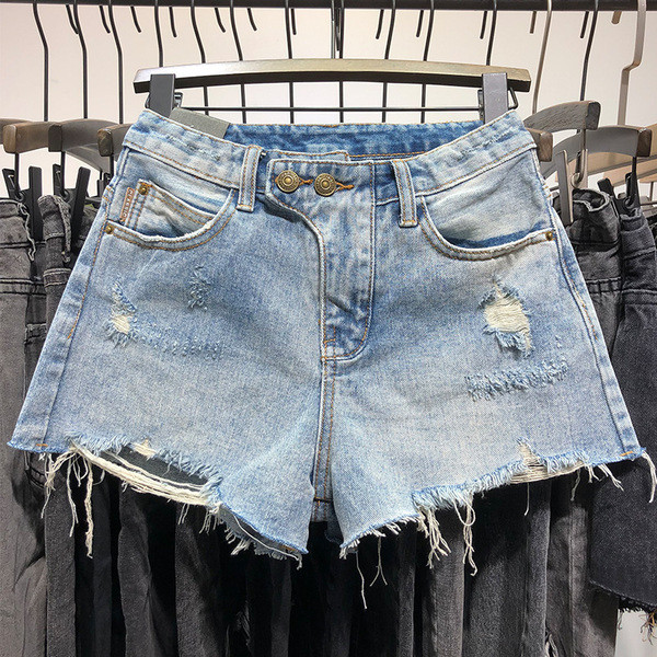 Női farmer rövidnadrág szakadt motívumokkal
