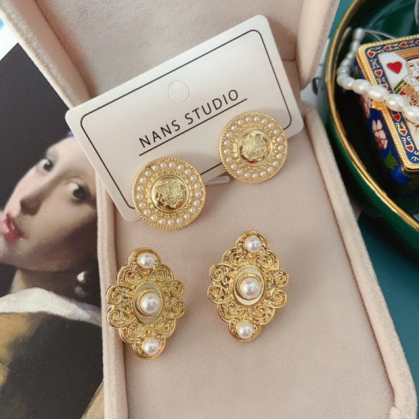 Cercei de dama din aur cu perle - doua modele