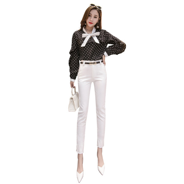 Pantaloni moderni de dama cu buzunare cu talie inalta