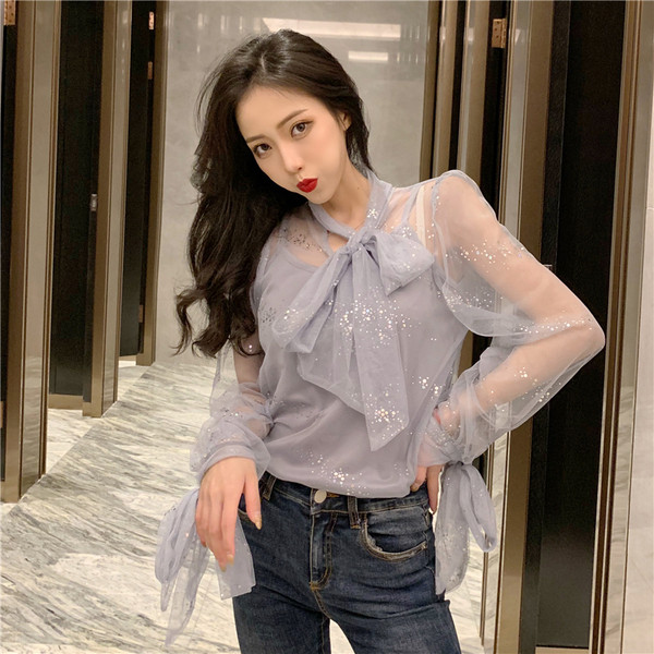 Camasa de dama model nou cu pietre si panglica din tul