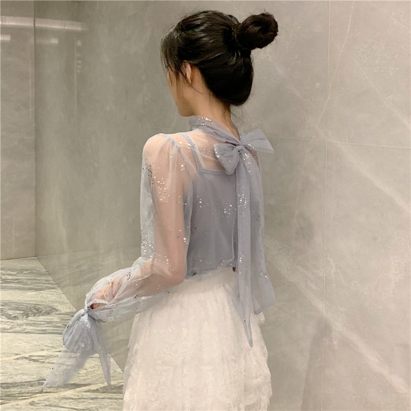 Camasa de dama model nou cu pietre si panglica din tul