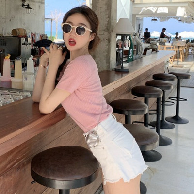 Ženska ležerna bluza s kratkim rukavima i V izrezom